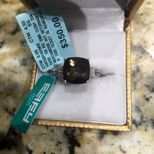 Effy Smoky Quartz & Diamond Sterling Ring